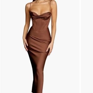 HOUSE OF CB CORSET DRESS IN CHOCOLATE
